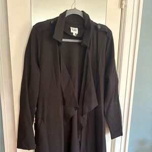 Awesome black trench coat.  Drapes well with waterfall collar